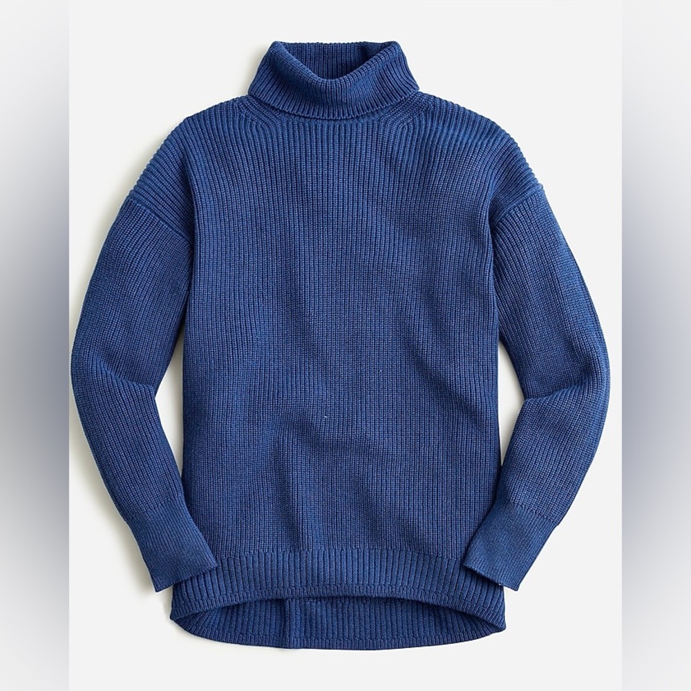 J Crew Fisherman Ribbed cotton-blend relaxed turtleneck sweater Size Large
